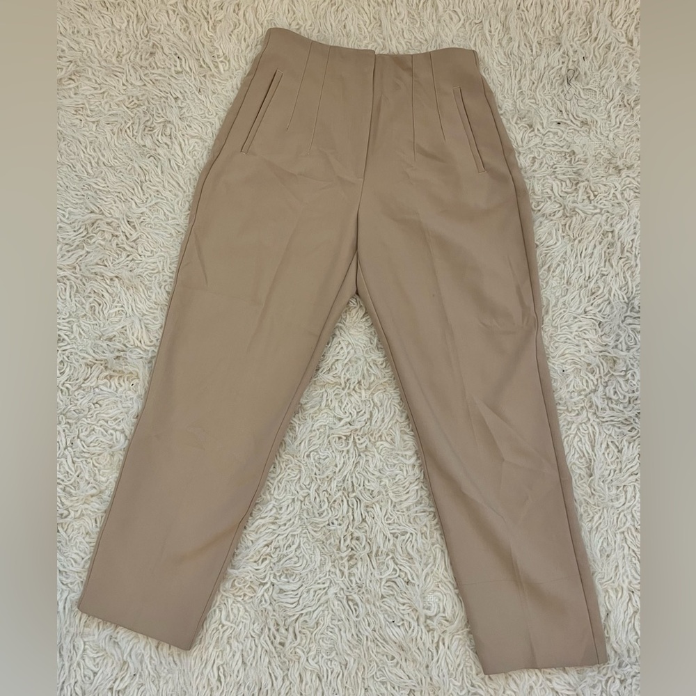 Zara "Pants With A High Waist" | Women's Tan Slacks